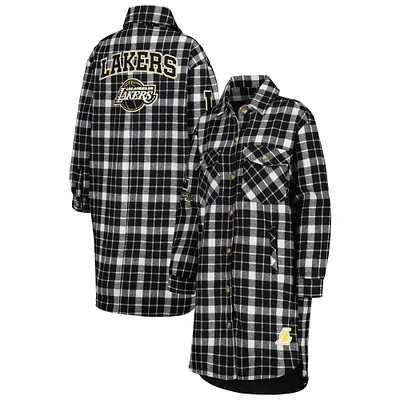 Veste boutonnée à carreaux Pro Standard pour femmes, blanc/noir, Los Angeles Lakers Prep