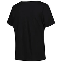 T-shirt à col en V pour femmes, profil, noir, Los Angeles Lakers, grande taille, arc sur logo