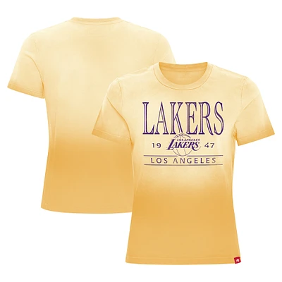 Women's Sportiqe Gold Los Angeles Lakers Arcadia Sun-Dipped T-Shirt