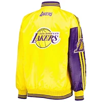 Veste universitaire violette/dorée Los Angeles Lakers fendue en satin color block à boutons-pression pour femme
