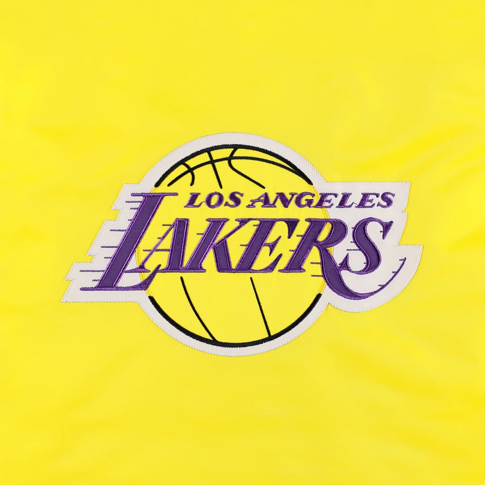 Veste universitaire violette/dorée Los Angeles Lakers fendue en satin color block à boutons-pression pour femme