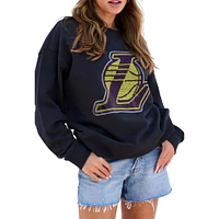 Women's Terez Black Los Angeles Lakers Gemstone Logo Pullover Sweatshirt