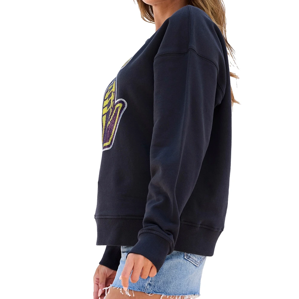Women's Terez Black Los Angeles Lakers Gemstone Logo Pullover Sweatshirt