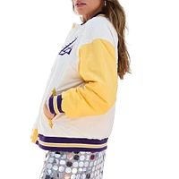 Women's Terez White Los Angeles Lakers Full-Snap Bomber Jacket
