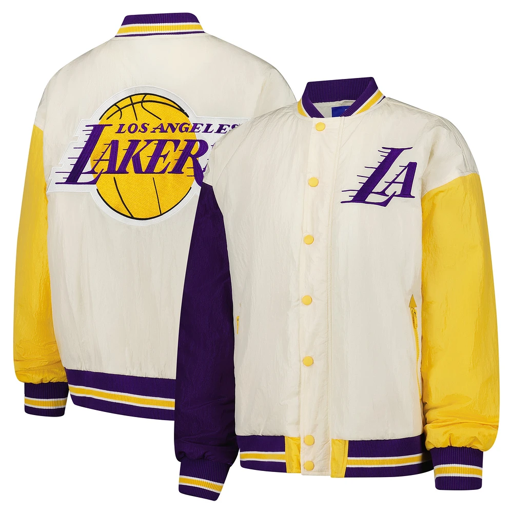 Veste aviateur à boutons-pression pour femme Terez White Los Angeles Lakers