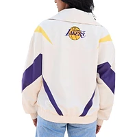 Women's Terez White Los Angeles Lakers Retro Chevron Ripstop Quarter-Zip Windbreaker Jacket