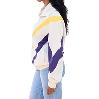 Women's Terez White Los Angeles Lakers Retro Chevron Ripstop Quarter-Zip Windbreaker Jacket