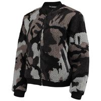 Women's The Wild Collective Black Los Angeles Lakers Camo Sherpa Full-Zip Bomber Jacket