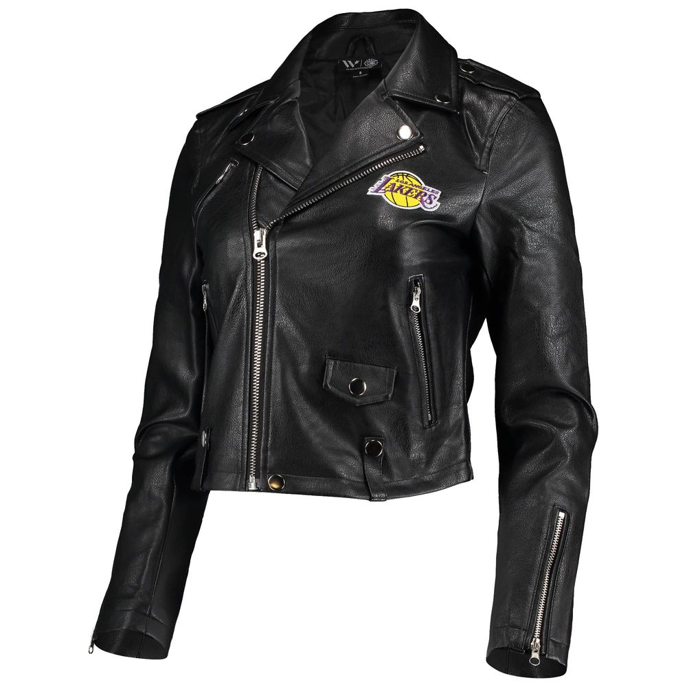 Women's The Wild Collective Black Los Angeles Lakers Moto Full-Zip Jacket