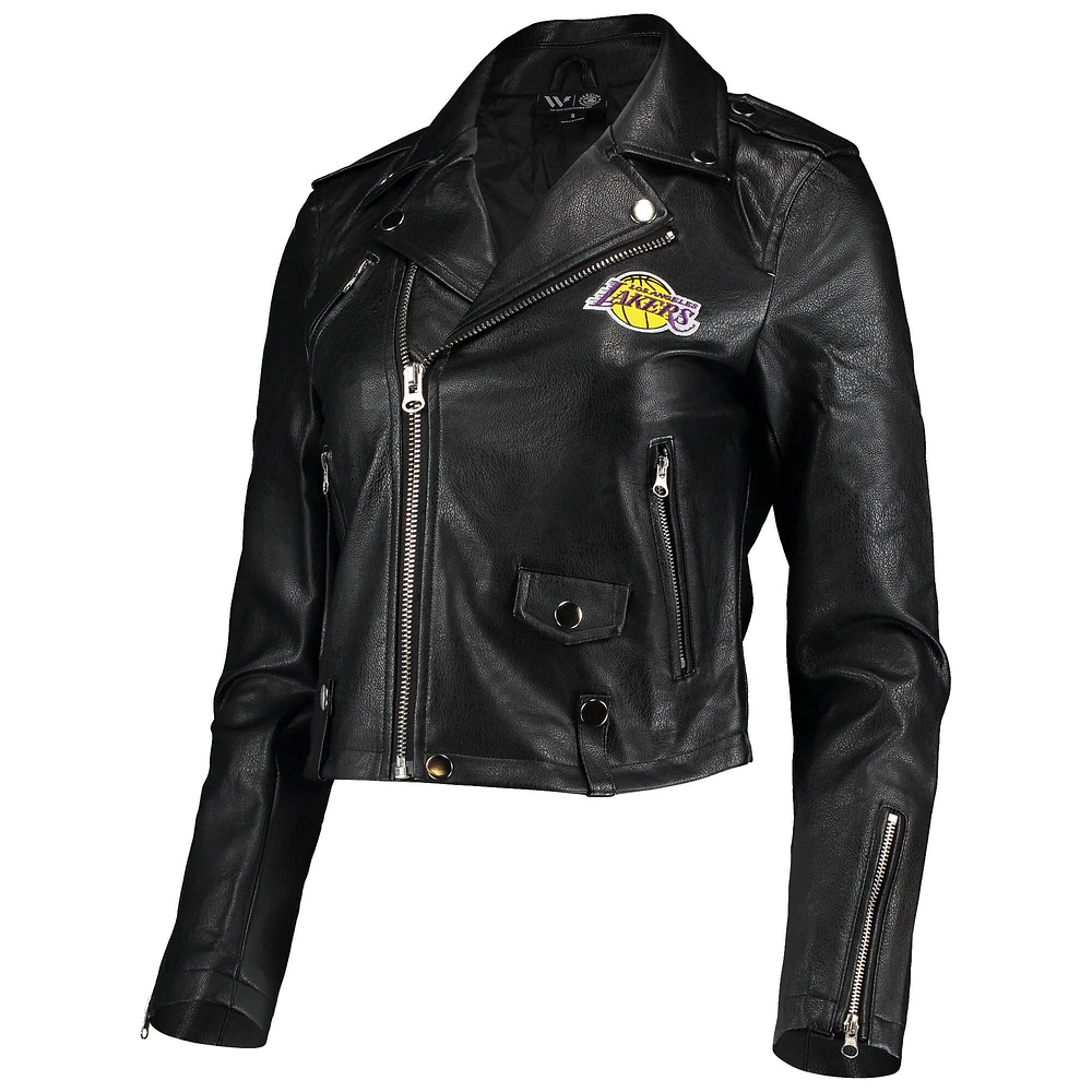 Blouson de moto noir Los Angeles Lakers pour femme The Wild Collective