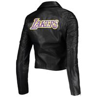 Women's The Wild Collective Black Los Angeles Lakers Moto Full-Zip Jacket