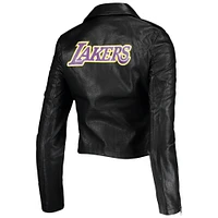 Blouson de moto noir Los Angeles Lakers pour femme The Wild Collective