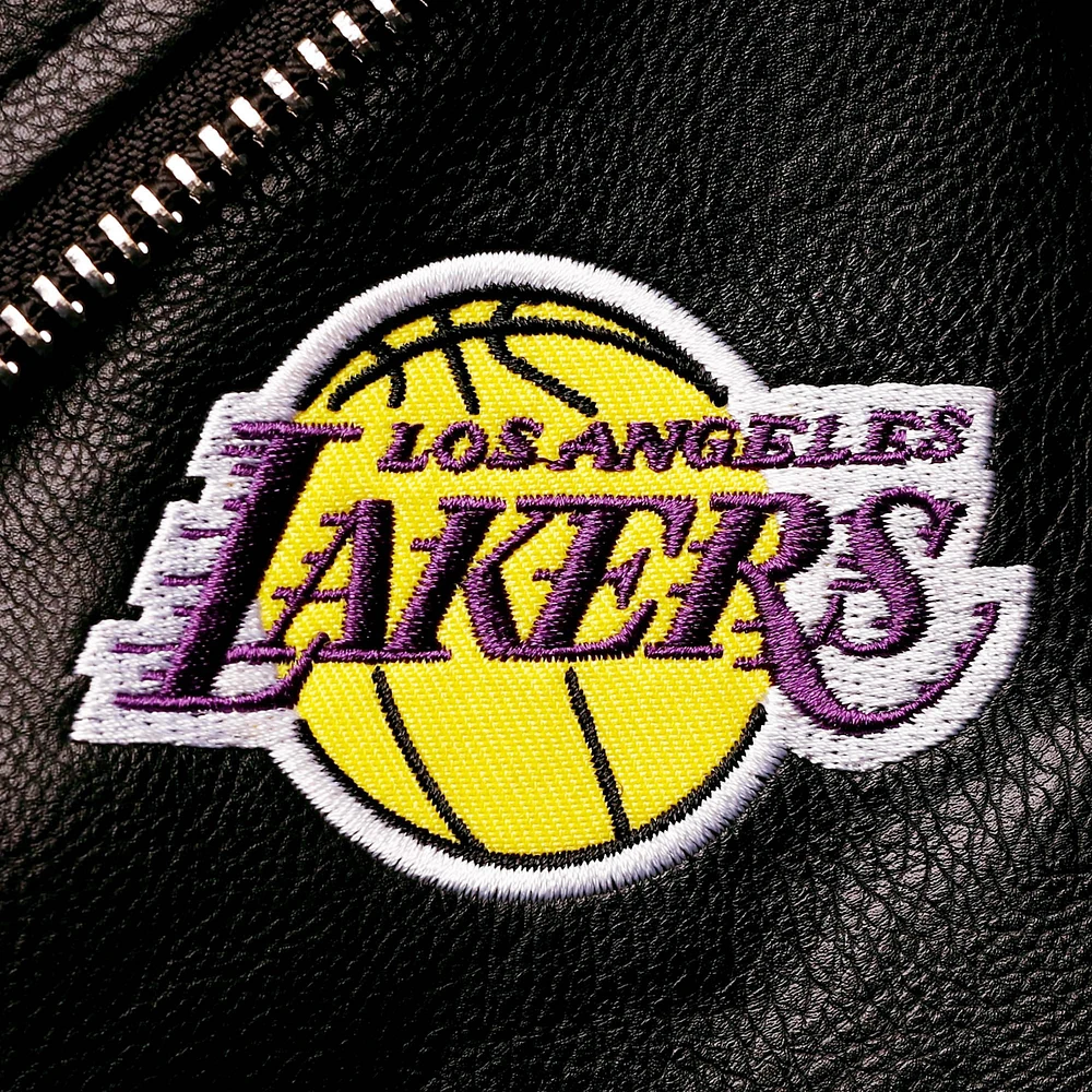 Blouson de moto noir Los Angeles Lakers pour femme The Wild Collective