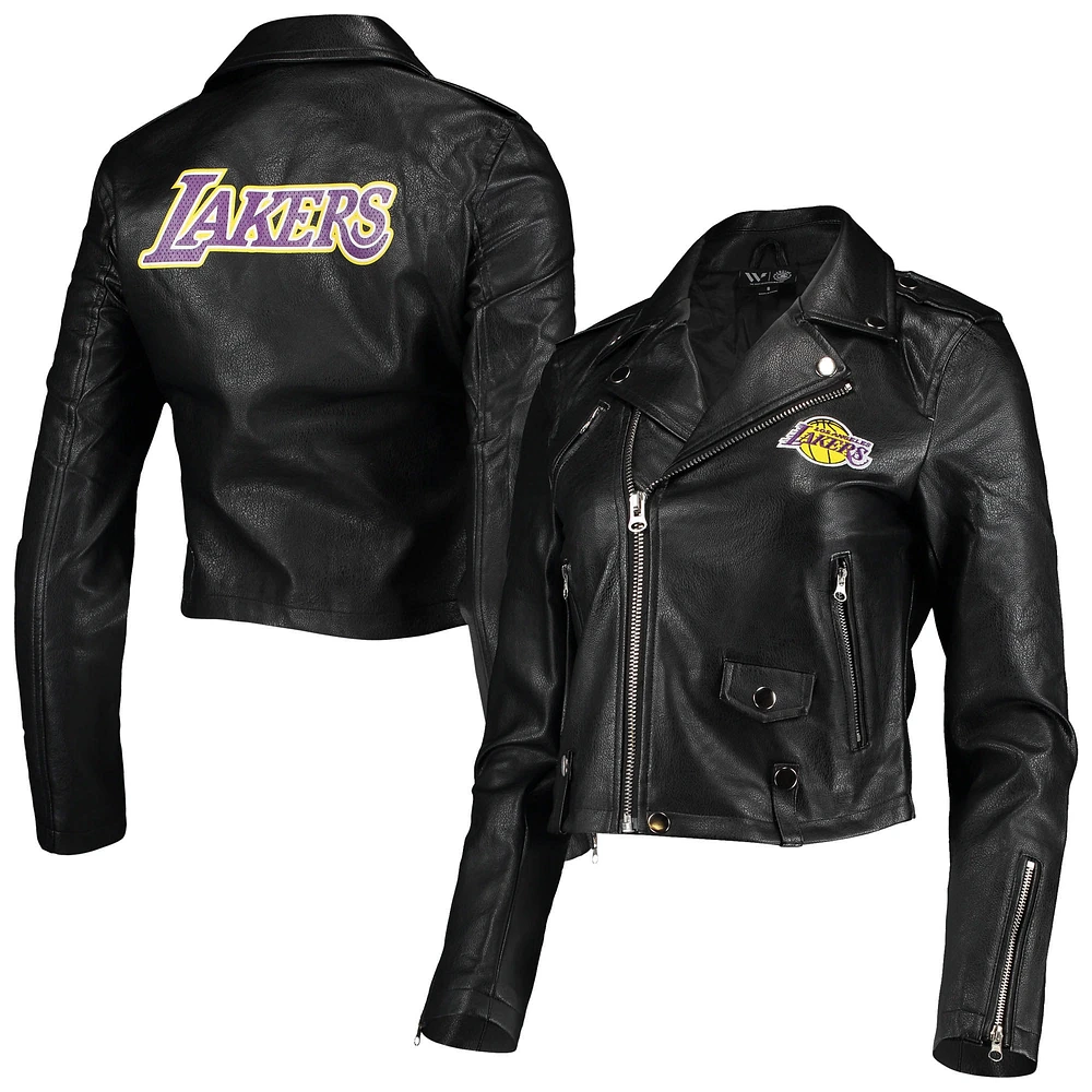 Blouson de moto noir Los Angeles Lakers pour femme The Wild Collective