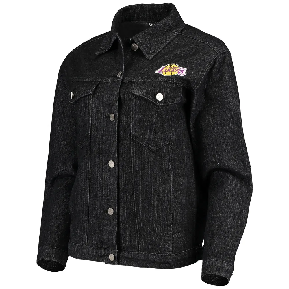 Veste boutonnée en denim noire Los Angeles Lakers Patch The Wild Collective pour femme