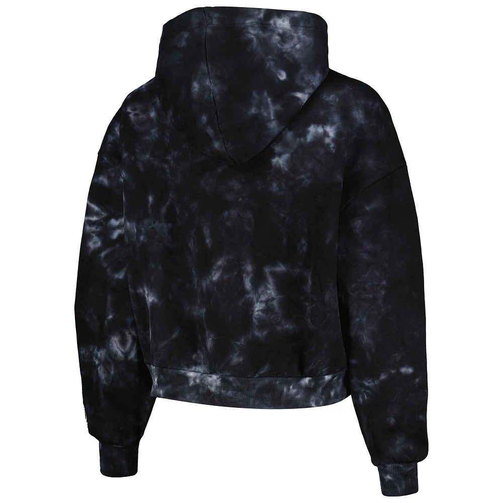 Sweat à capuche court motif tie-dye The Wild Collective pour femmes, noir