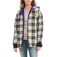 Women's Tommy Jeans Black/Cream Los Angeles Lakers Molly Flannel Full-Zip Hoodie