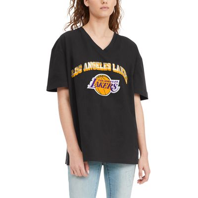 Women's Tommy Jeans Black Los Angeles Lakers - Ashley Oversize V-Neck T-Shirt