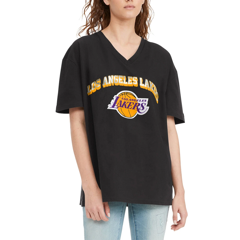 T-shirt à col en V Ashley des Los Angeles Lakers de Tommy Jeans pour femme, noir