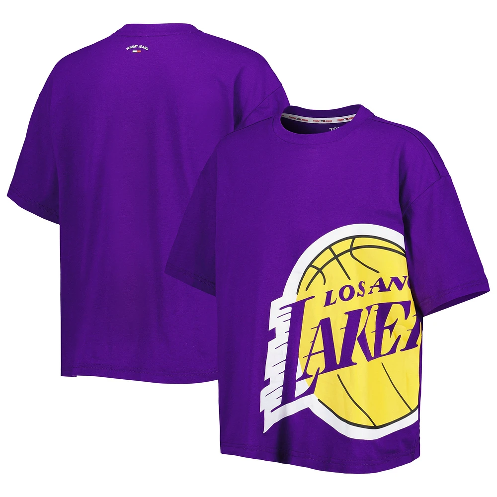 T-shirt Bianca des Los Angeles Lakers violet de Tommy Jeans pour femme