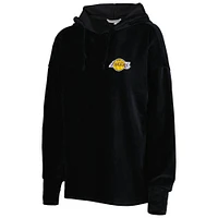 Women's Touch Black Los Angeles Lakers End Line Velour Pullover Hoodie