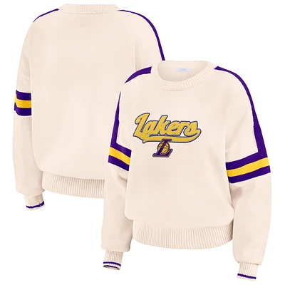 Pull à rayures blanc des Los Angeles Lakers pour femme WEAR by Erin Andrews