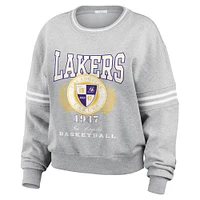 Women's WEAR by Erin Andrews Heather Gray Los Angeles Lakers French Terry Pullover Sweatshirt