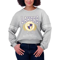 Women's WEAR by Erin Andrews Heather Gray Los Angeles Lakers French Terry Pullover Sweatshirt