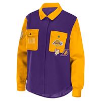 Women's WEAR by Erin Andrews Purple Los Angeles Lakers Colorblock Button-Up Shirt Jacket