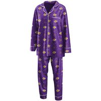 Women's WEAR by Erin Andrews Purple Los Angeles Lakers - Long Sleeve Button-Up Shirt & Pants Sleep Set