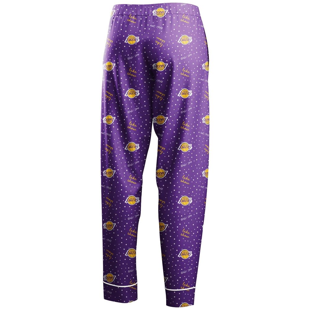 Women's WEAR by Erin Andrews Purple Los Angeles Lakers - Long Sleeve Button-Up Shirt & Pants Sleep Set