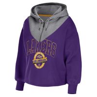 Women's WEAR by Erin Andrews Purple Los Angeles Lakers Pieced Quarter-Zip Hoodie Jacket