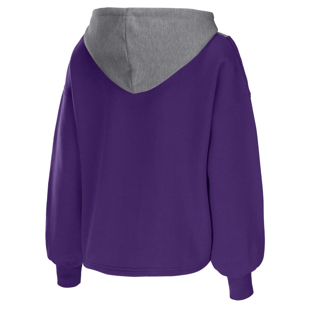 Women's WEAR by Erin Andrews Purple Los Angeles Lakers Pieced Quarter-Zip Hoodie Jacket