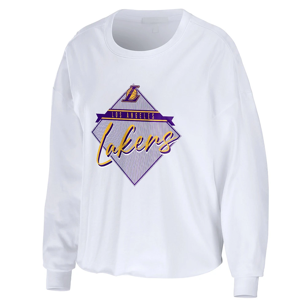 WEAR by Erin Andrews T-shirt court à manches longues blanc des Los Angeles Lakers pour femmes