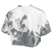 Women's White/Black Los Angeles Lakers Tie-Dye Crop Top & Shorts Set