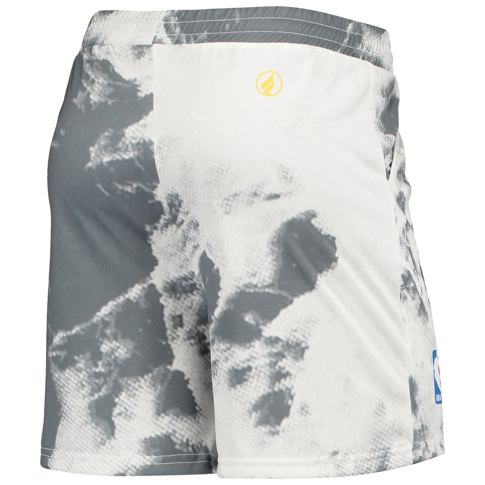 Women's White/Black Los Angeles Lakers Tie-Dye Crop Top & Shorts Set