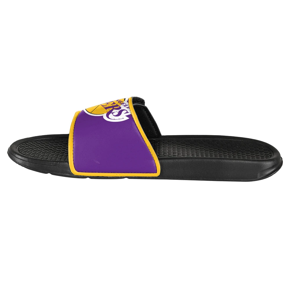 Youth FOCO Los Angeles Lakers Colorblock Big Logo Legacy Slide Sandals