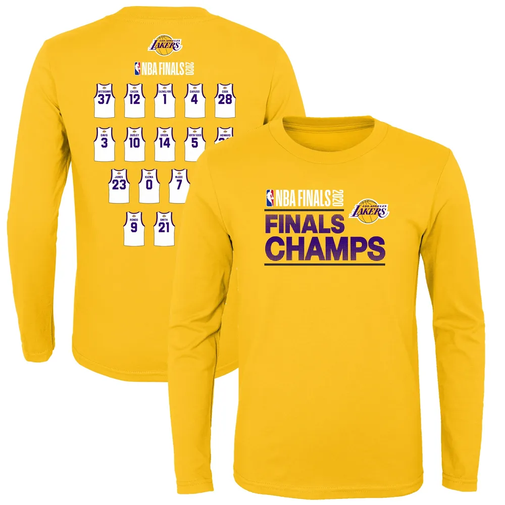 Lids Los Angeles Lakers Youth 2020 NBA Finals Champions Roster Long Sleeve  T-Shirt - Gold