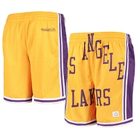 Short en maille Big Face pour jeune Los Angeles Lakers Hardwood Classics Throwback doré