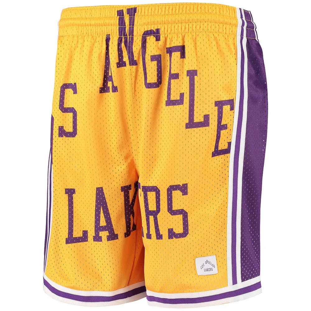 Short en maille Big Face pour jeune Los Angeles Lakers Hardwood Classics Throwback doré