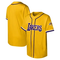 Maillot de baseball à boutons complets avec coutures dorées des Los Angeles Lakers pour jeunes