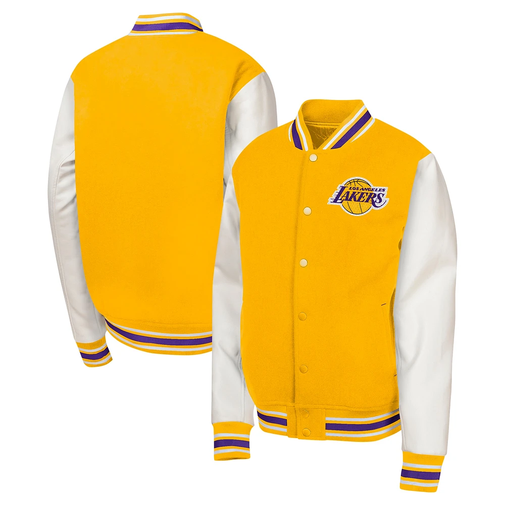 Veste universitaire True Team Full-Snap des Los Angeles Lakers pour jeunes Gold