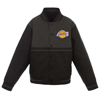 JH Design Men's Los Angeles Lakers Black Varsity Jacket, Medium