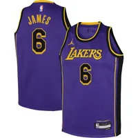 Jordan Boys LeBron James Lakers Statement Swingman Jersey - Purple/Yellow Size M