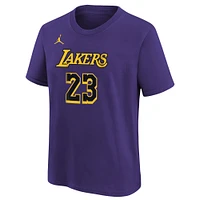 Youth Jordan Brand LeBron James Purple Los Angeles Lakers Name & Number Statement T-Shirt