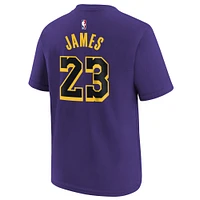 Youth Jordan Brand LeBron James Purple Los Angeles Lakers Name & Number Statement T-Shirt