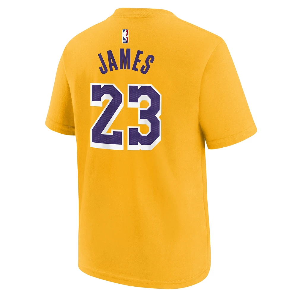 Youth LeBron James Gold Los Angeles Lakers Icon Name & Number T-Shirt