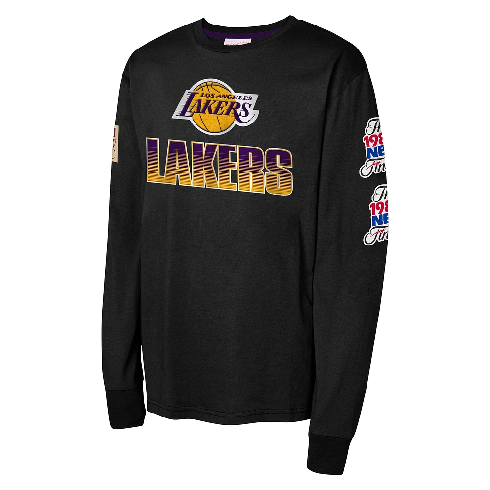 Youth Mitchell & Ness Black Los Angeles Lakers  Hardwood Classics All Over Long Sleeve T-Shirt