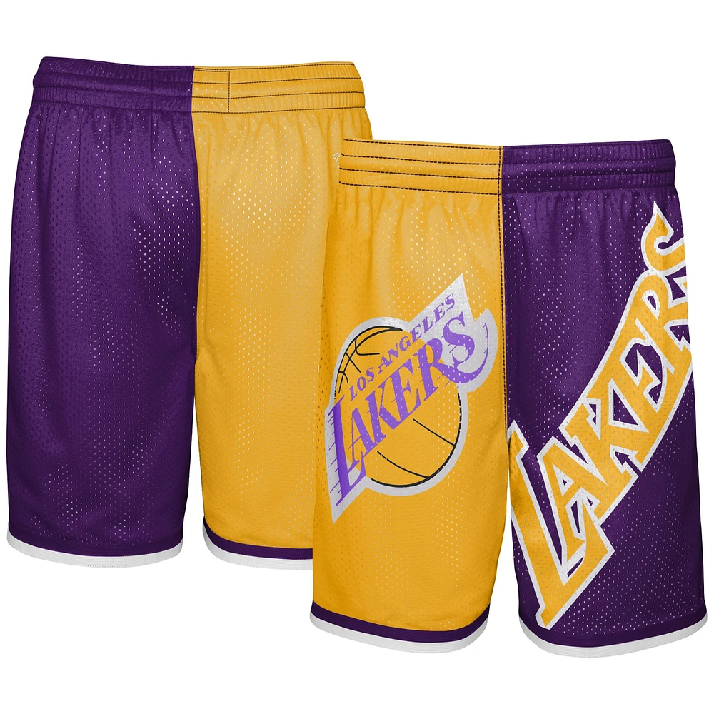 Short Big Face 5.0 pour jeune Mitchell & Ness or/violet Los Angeles Lakers Hardwood Classics