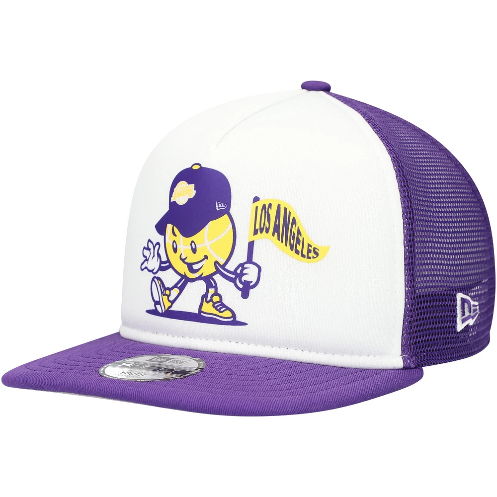 Casquette Snapback 9FIFTY Los Angeles Lakers Court Sport Mascot New Era pour jeune, blanc/violet